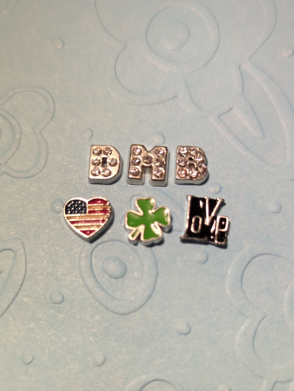 Living Locket Rhinestone Charms DMB initials Love American Flag Heart Brand New